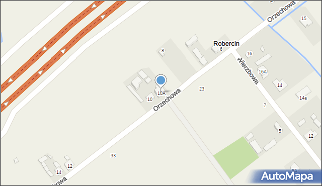 Robercin, Orzechowa, 10A, mapa Robercin