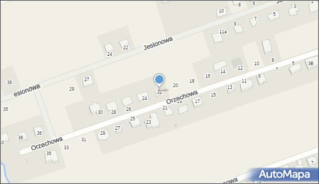 Różyny, Orzechowa, 22, mapa Różyny