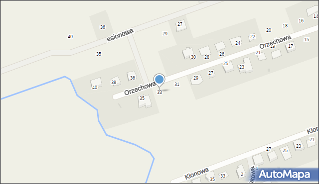 Różyny, Orzechowa, 33, mapa Różyny