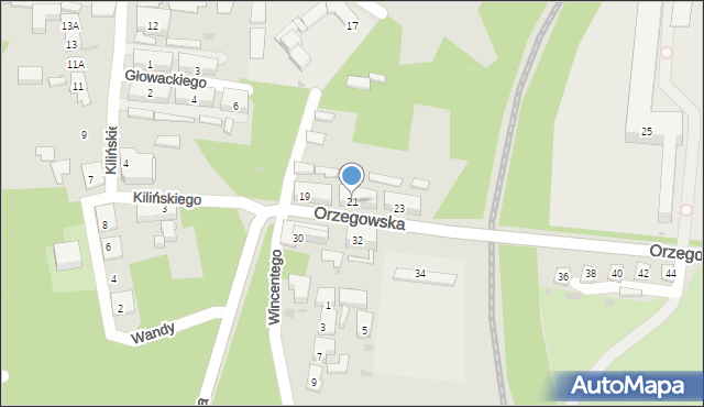 Ruda Śląska, Orzegowska, 21, mapa Rudy Śląskiej