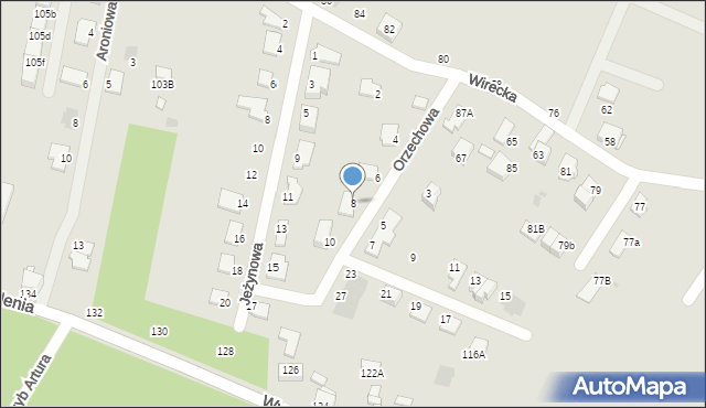 Ruda Śląska, Orzechowa, 8, mapa Rudy Śląskiej