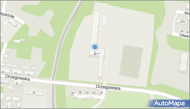 Ruda Śląska, Orzegowska, 25, mapa Rudy Śląskiej