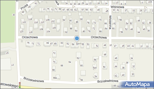 Ruszowice, Orzechowa, 57, mapa Ruszowice