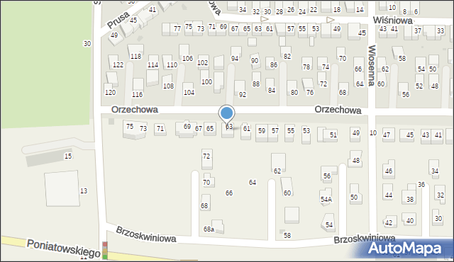 Ruszowice, Orzechowa, 63, mapa Ruszowice