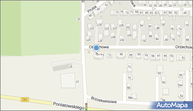 Ruszowice, Orzechowa, 75, mapa Ruszowice