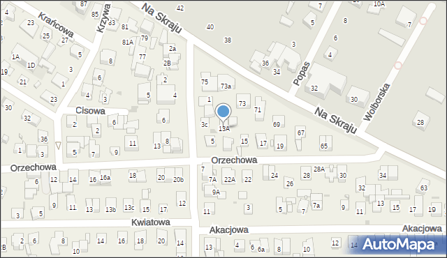 Rybie, Orzechowa, 13A, mapa Rybie