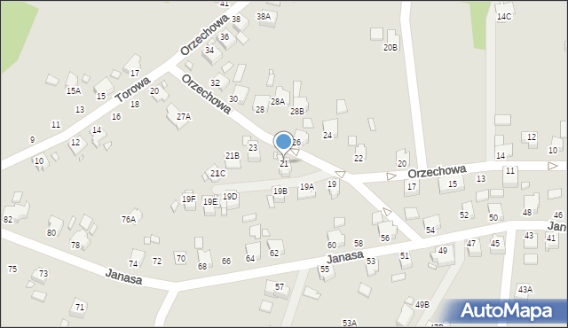 Rybnik, Orzechowa, 21, mapa Rybnika