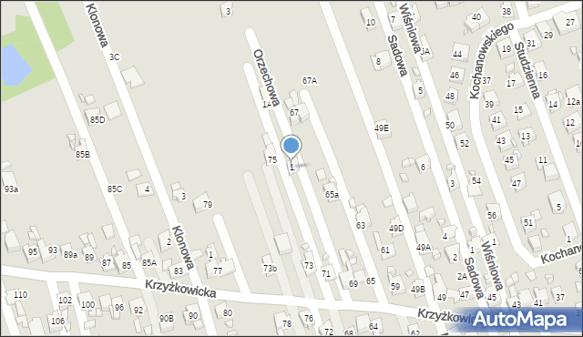 Rydułtowy, Orzechowa, 1, mapa Rydułtowy