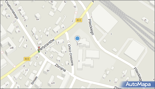 Siedlce, Orlicz-Dreszera Gustawa, gen., 1, mapa Siedlce