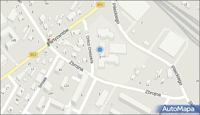 Siedlce, Orlicz-Dreszera Gustawa, gen., 3, mapa Siedlce