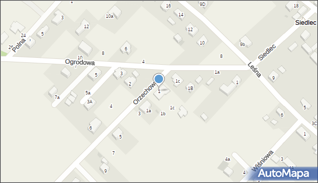 Siedlec, Orzechowa, 1, mapa Siedlec