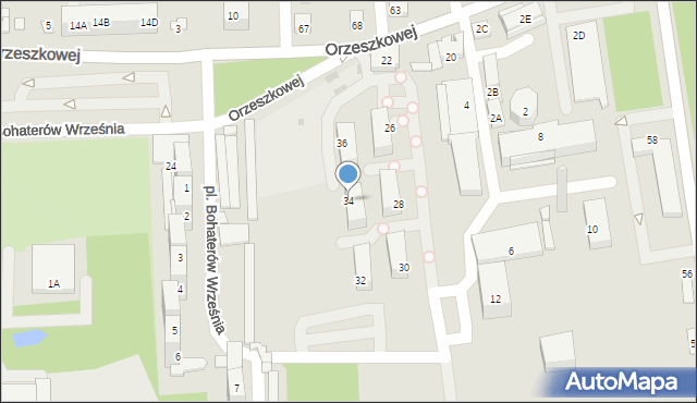 Siemianowice Śląskie, Orzeszkowej Elizy, 34, mapa Siemianowice Śląskie