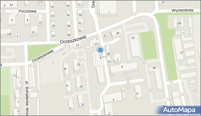Siemianowice Śląskie, Orzeszkowej Elizy, 4, mapa Siemianowice Śląskie