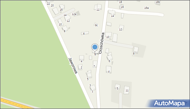 Sieniczno, Orzechówka, 9, mapa Sieniczno