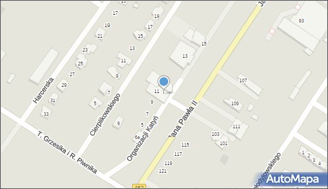 Sieradz, Organizacji Katyń, 3b, mapa Sieradz