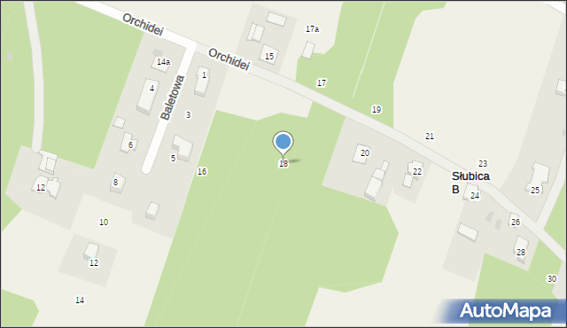 Słubica B, Orchidei, 18, mapa Słubica B