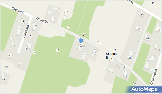 Słubica B, Orchidei, 20, mapa Słubica B