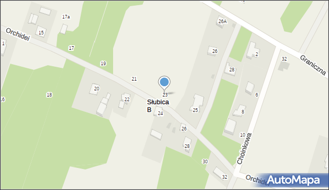 Słubica B, Orchidei, 23, mapa Słubica B