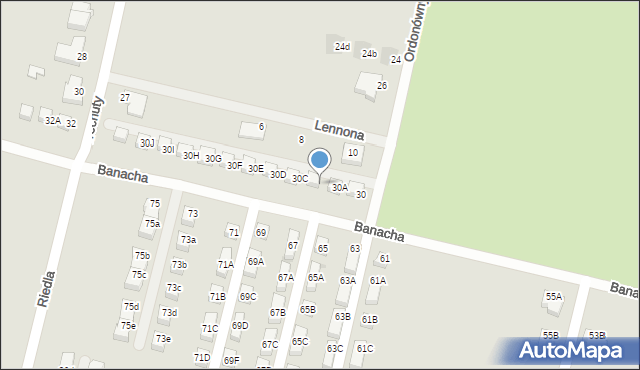 Słupsk, Ordonówny Hanki, 30B, mapa Słupska