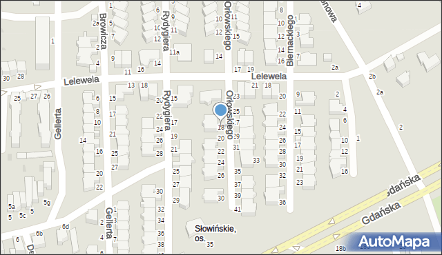 Słupsk, Orłowskiego Wiktora, prof., 18, mapa Słupska