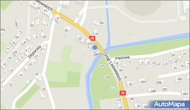 Sosnowiec, Orląt Lwowskich, 105, mapa Sosnowca