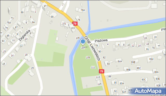 Sosnowiec, Orląt Lwowskich, 107, mapa Sosnowca