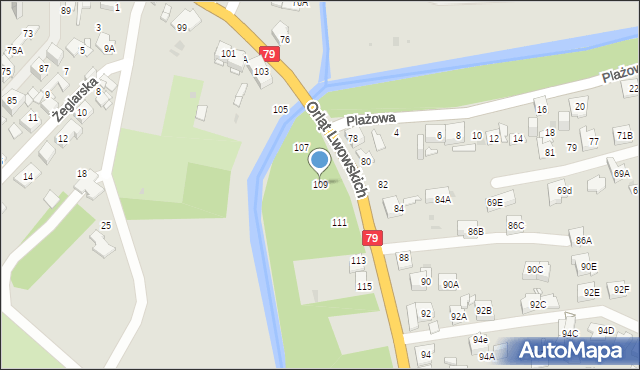 Sosnowiec, Orląt Lwowskich, 109, mapa Sosnowca