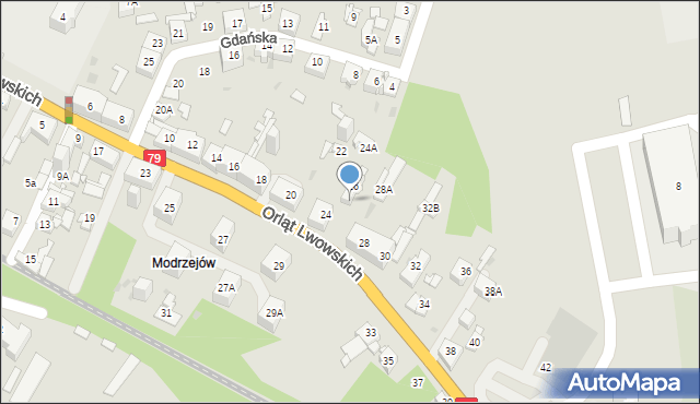 Sosnowiec, Orląt Lwowskich, 26A, mapa Sosnowca