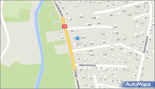 Sosnowiec, Orląt Lwowskich, 92, mapa Sosnowca