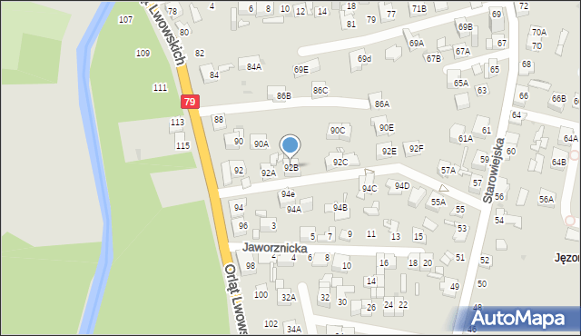 Sosnowiec, Orląt Lwowskich, 92B, mapa Sosnowca
