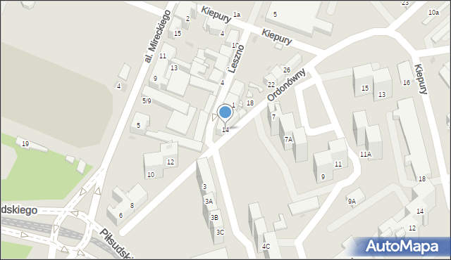 Sosnowiec, Ordonówny Hanki, 14, mapa Sosnowca