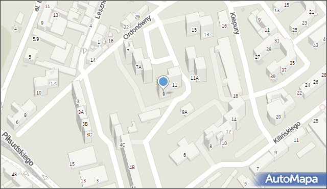 Sosnowiec, Ordonówny Hanki, 9, mapa Sosnowca