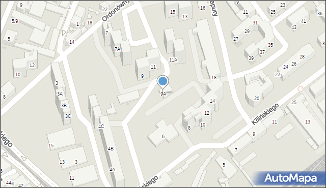 Sosnowiec, Ordonówny Hanki, 9A, mapa Sosnowca