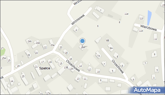 Spalice, Orzechowa, 16A, mapa Spalice