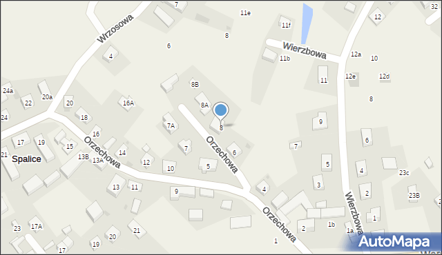 Spalice, Orzechowa, 8, mapa Spalice