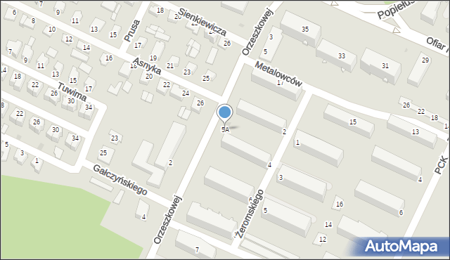 Stalowa Wola, Orzeszkowej Elizy, 5A, mapa Stalowa Wola