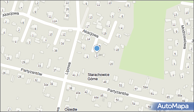 Starachowice, Orzechowa, 1, mapa Starachowic