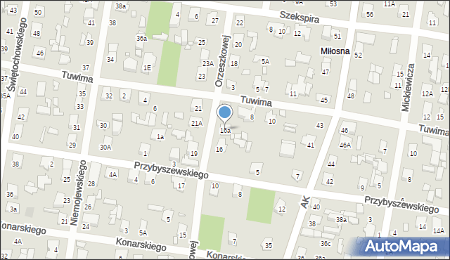Sulejówek, Orzeszkowej Elizy, 16a, mapa Sulejówek