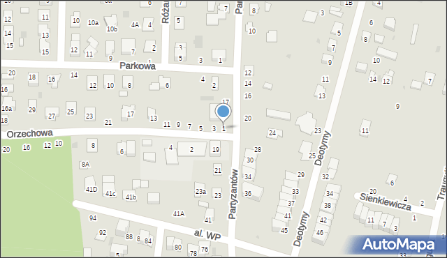 Świdnik, Orzechowa, 1, mapa Świdnika