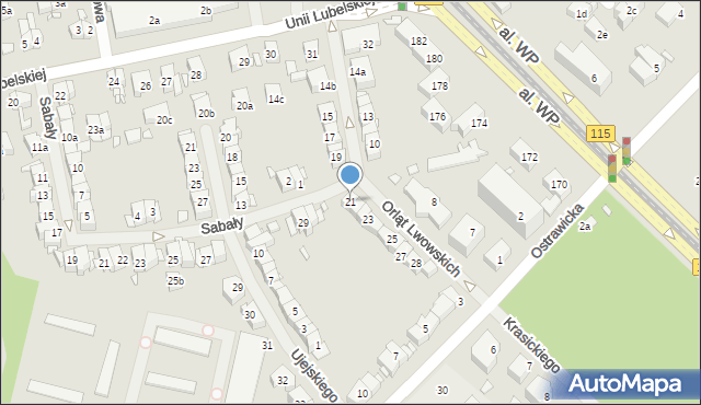 Szczecin, Orląt Lwowskich, 21, mapa Szczecina