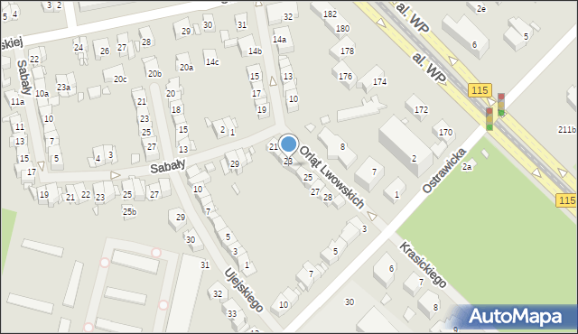 Szczecin, Orląt Lwowskich, 24, mapa Szczecina