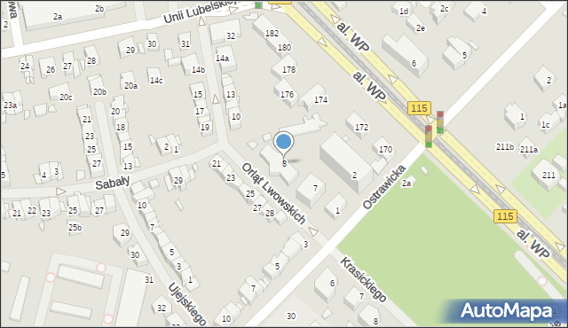 Szczecin, Orląt Lwowskich, 8, mapa Szczecina