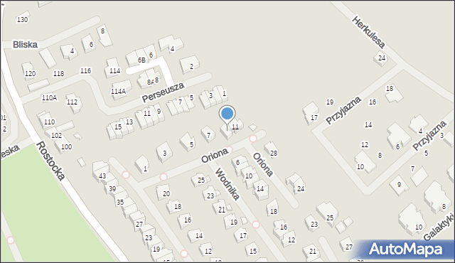 Szczecin, Oriona, 9, mapa Szczecina