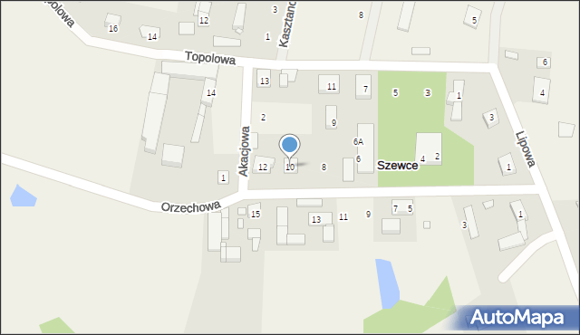 Szewce, Orzechowa, 10, mapa Szewce