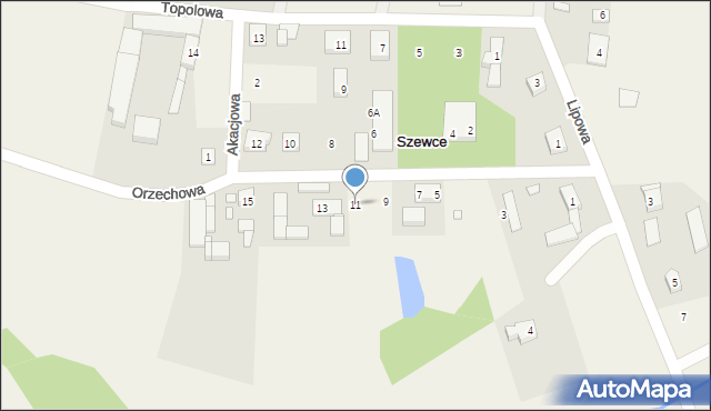 Szewce, Orzechowa, 11, mapa Szewce
