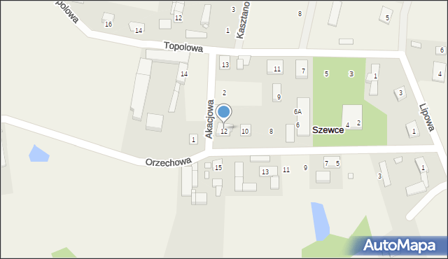Szewce, Orzechowa, 12, mapa Szewce