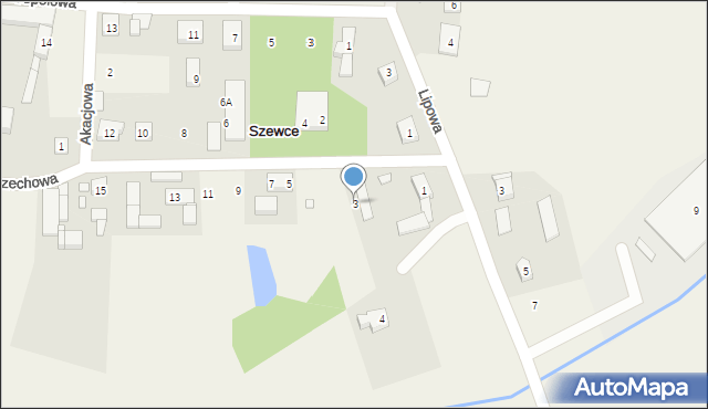 Szewce, Orzechowa, 3, mapa Szewce