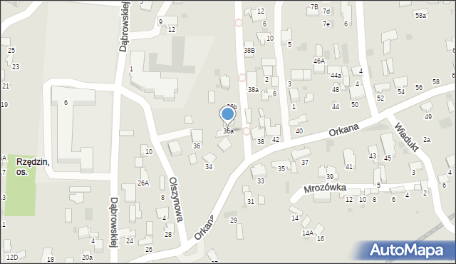 Tarnów, Orkana Władysława, 36a, mapa Tarnów