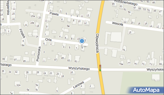 Tarnowskie Góry, Orla, 9, mapa Tarnowskie Góry