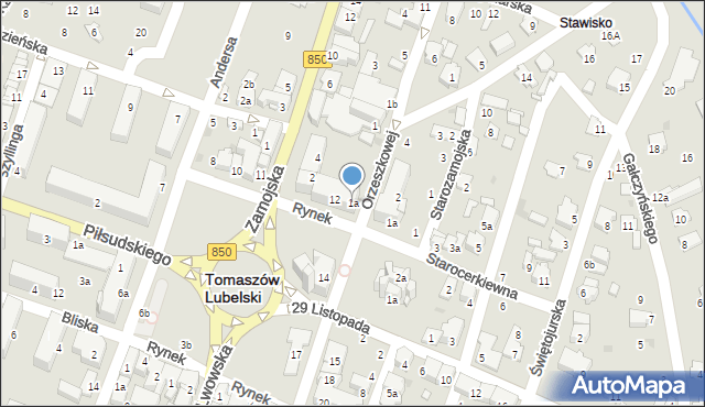 Tomaszów Lubelski, Orzeszkowej Elizy, 1a, mapa Tomaszów Lubelski